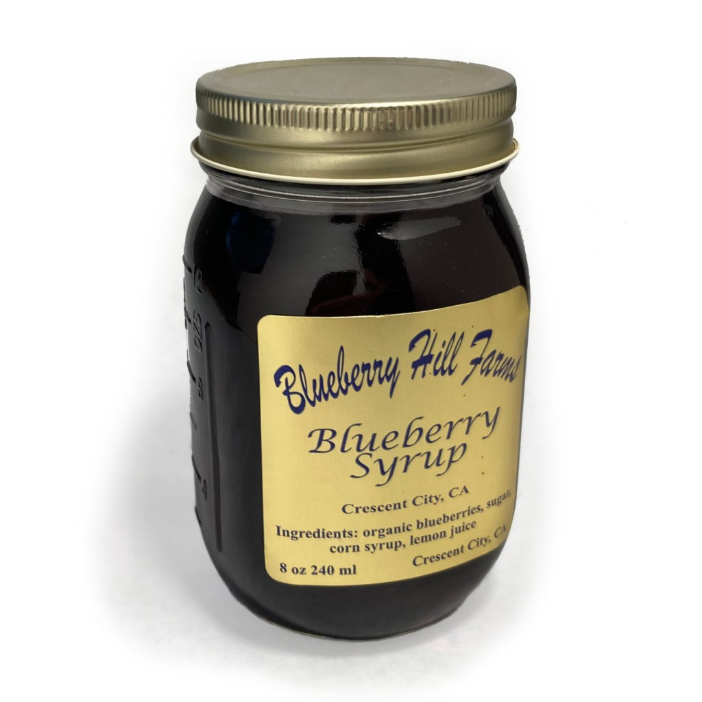 mason jar of homemade blueberry syrup